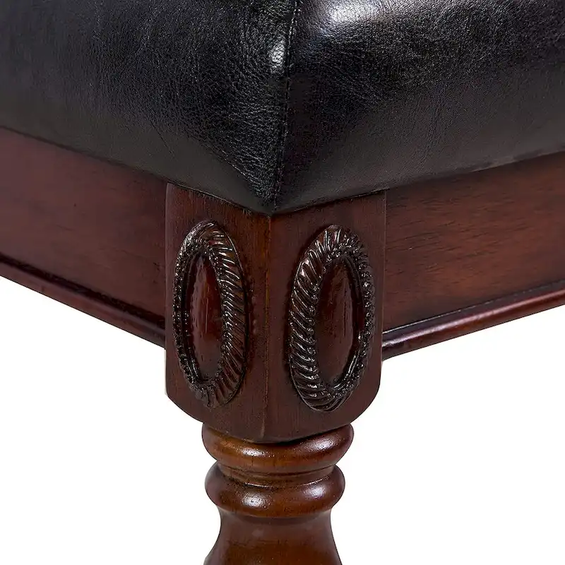 Traditional Shoe Bench with Button Tufted Pad Wood Turned Legs, Upholstered Entryway Bench