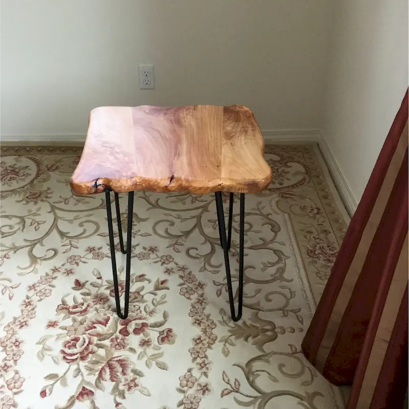 Live Edge Coffee Table - Cedar Wood - Black Hairpin Legs