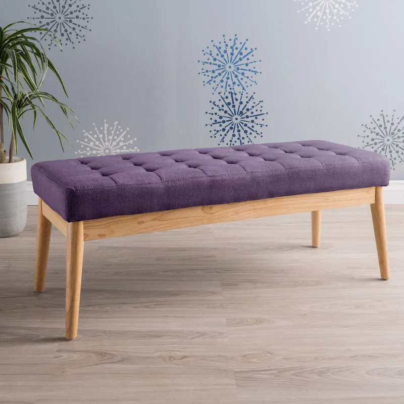 Saxon Mid-century Tufted Fabric Ottoman Bench by Christopher Knight Home - 43.00 L x 15.75 W x 17.00 H
