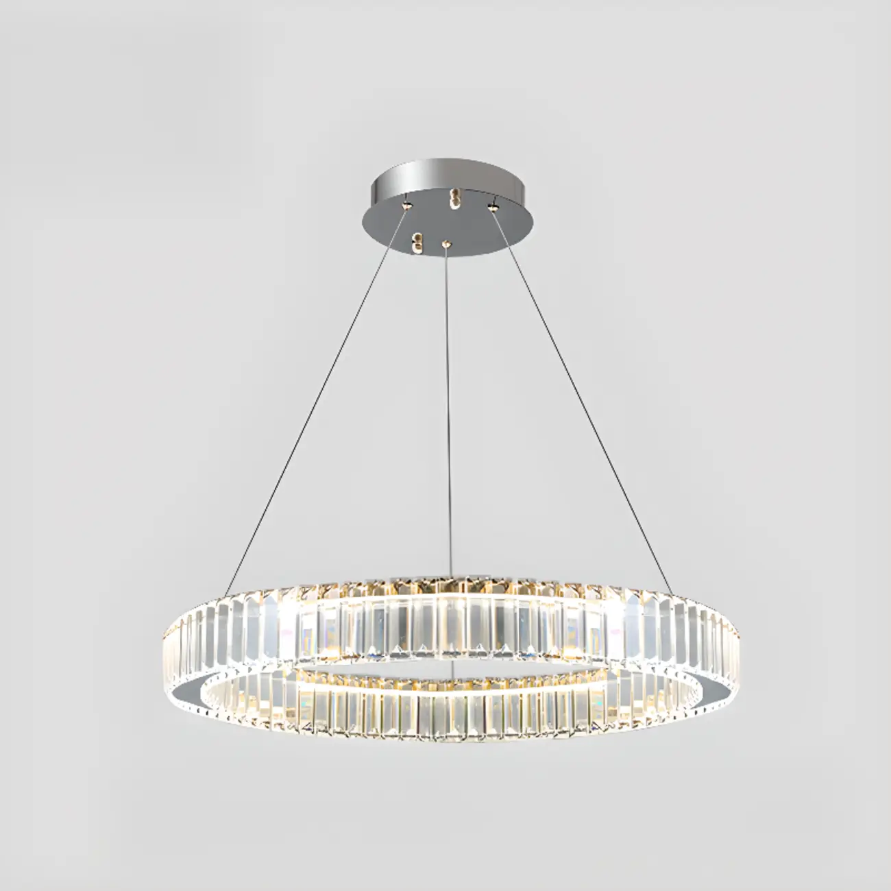 Glamorous Dual Glass Loop Modern LED Ring Chandelier