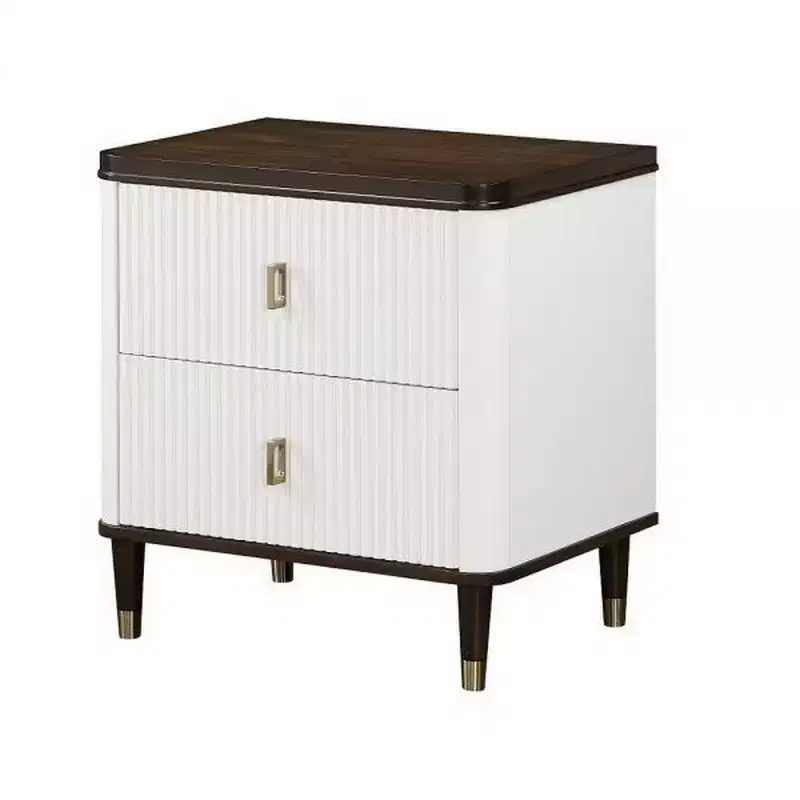 Royal Hampton 27 Inch Nightstand, 2 Drawers, USB Charger, Solid Wood, White, Brown