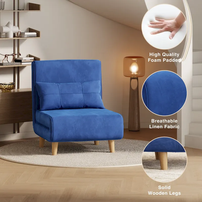 Dark Grey 3-in-1 Convertible Sleeper Chair Single