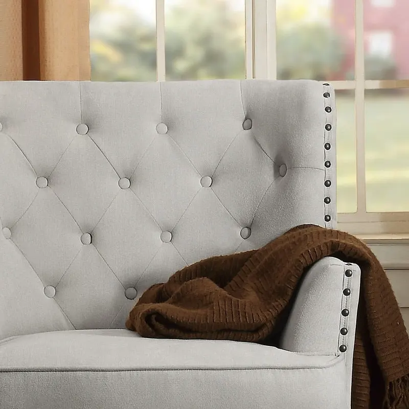 Moser Bay Mignon Velvet / Linen 30  Wide Tufted Wingback Accent Chair