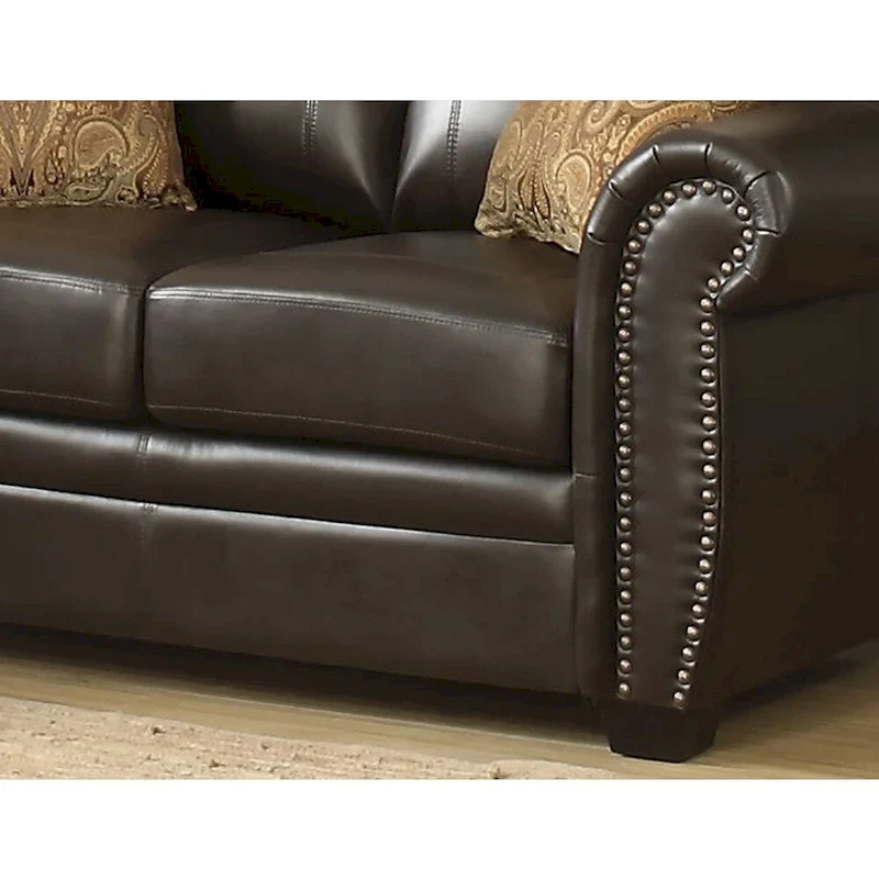 Brown Traditional Leather Loveseat, 2-Seat