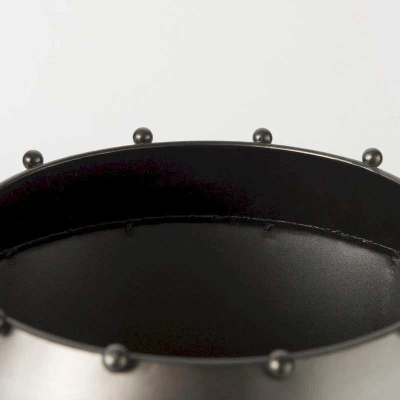 Elio 12.2H Large Gun Metal Gray Metal W/Studs Vase