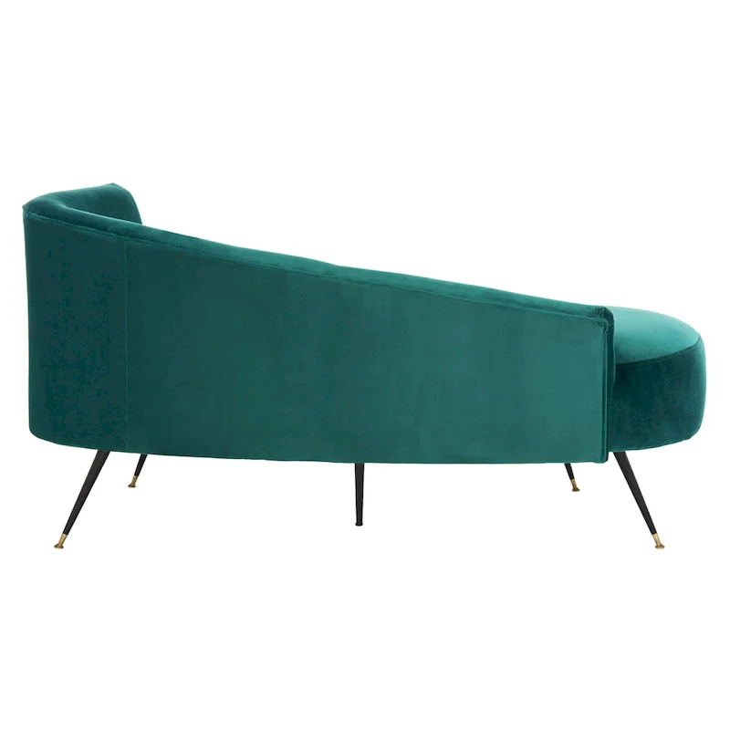 SAFAVIEH Helgrit Black/Gold Velvet Retro Glam Settee - 57.5  W x 27  D x 28  H - 58Wx27Dx28H