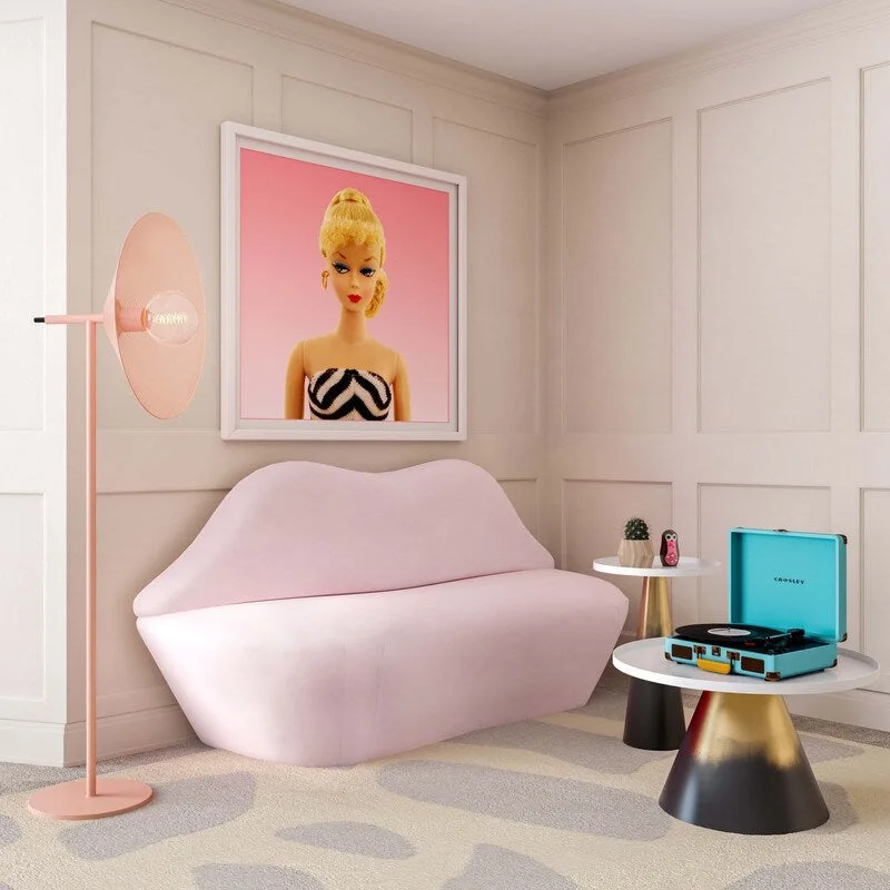 Lips Velvet Settee - 67.7 W x 29.1 D x 36 H