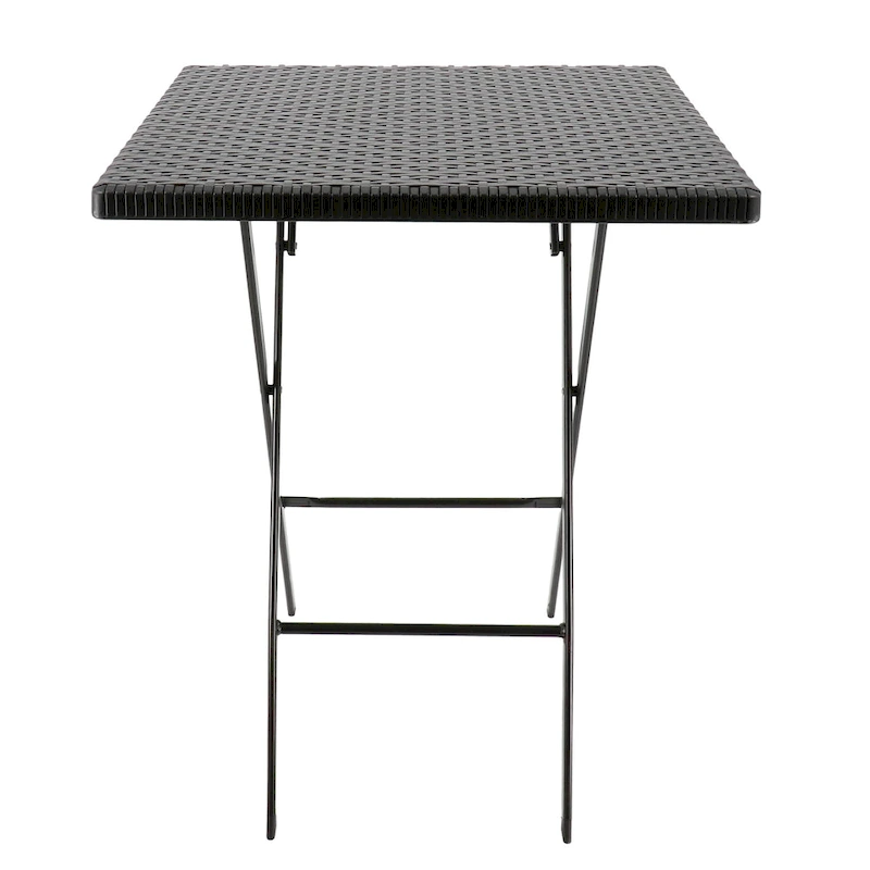 Plastic Rattan Folding Square Table in Black
