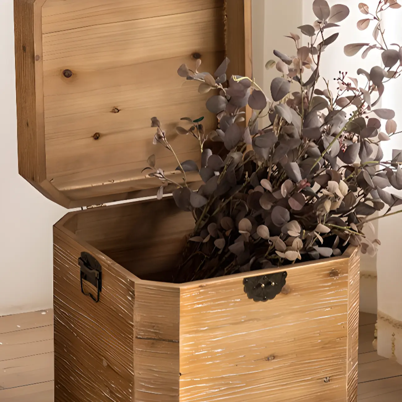 Natural Finish Square Rustic Wood End Table