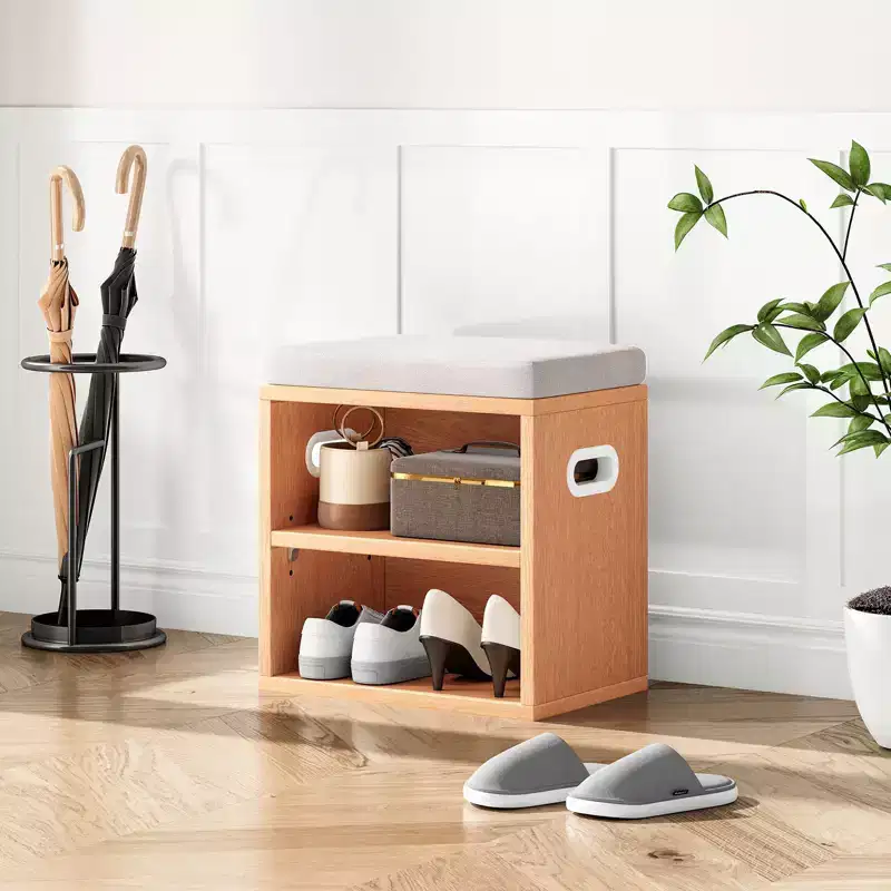 Okak Modern Shoe Storage Bench with Wooden Frame & Soft Cushioned Seat,Small Footrest Accent Bench for Entryway,Bedroom
