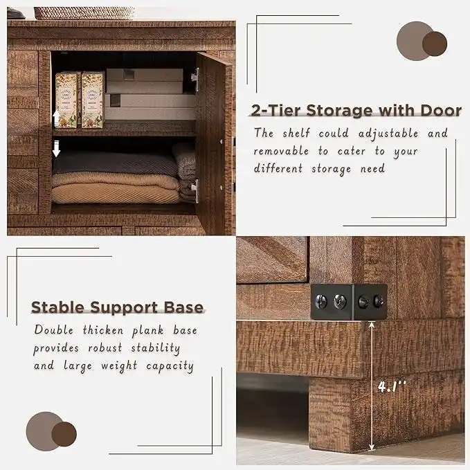 Farmhouse 8 Drawer Dresser, Wood Long Chest of Drawers, Closet Dresser