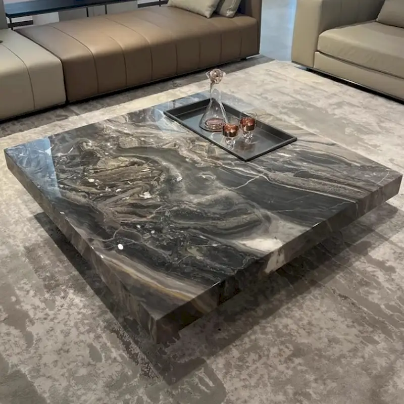 JASIWAY Light Luxury Sintered Stone Square Coffee Table