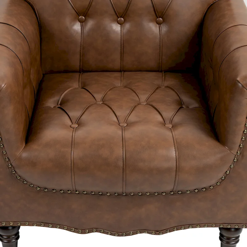 Tufted Vegan Leather Accent Chair Upholstered Armchair