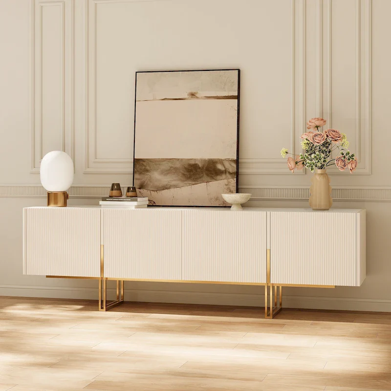 78.7  TV Stand, Entertainment Center with Faux Marble Top