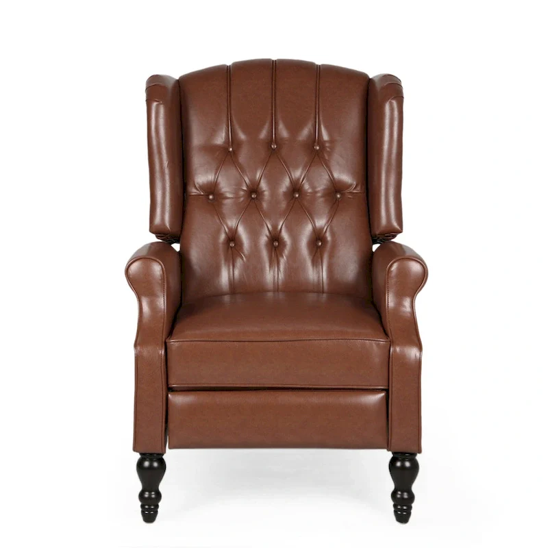 Brown Bonded Leather Recliner Club Chair