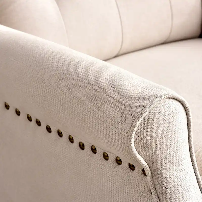 Push Back Recliner with Tufted Back and Wooden Legs