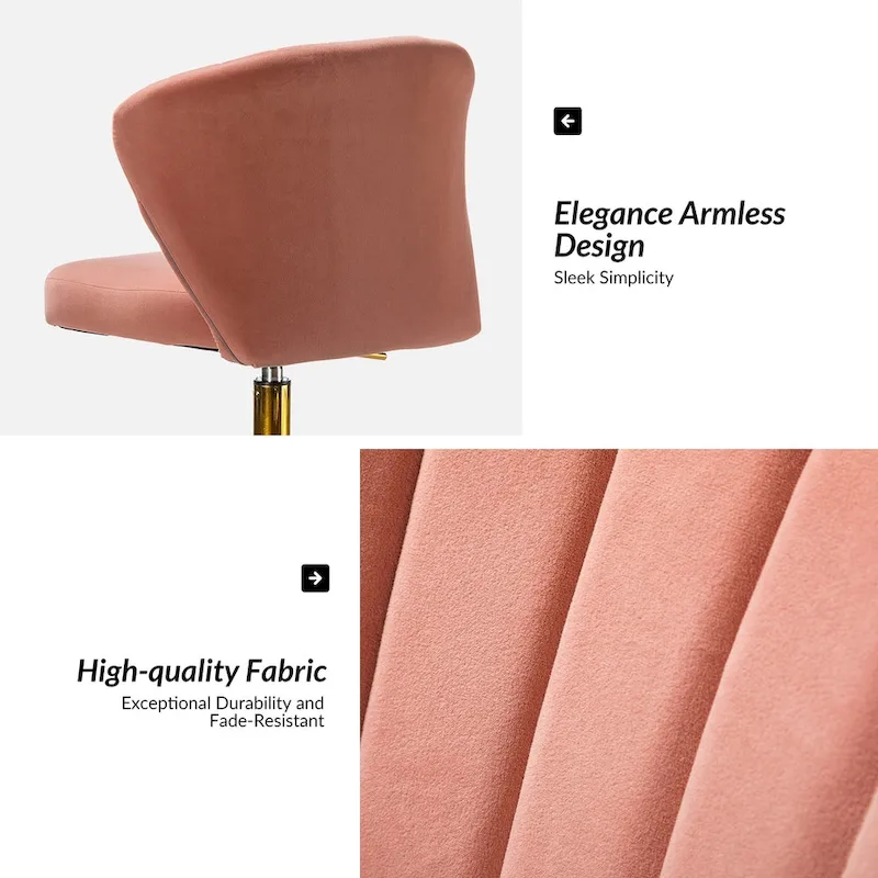 Ilia Modern Velvet Wingback 360 degree Ergonomic Office Task Chair with Channel Tufted Back by HULALA HOME