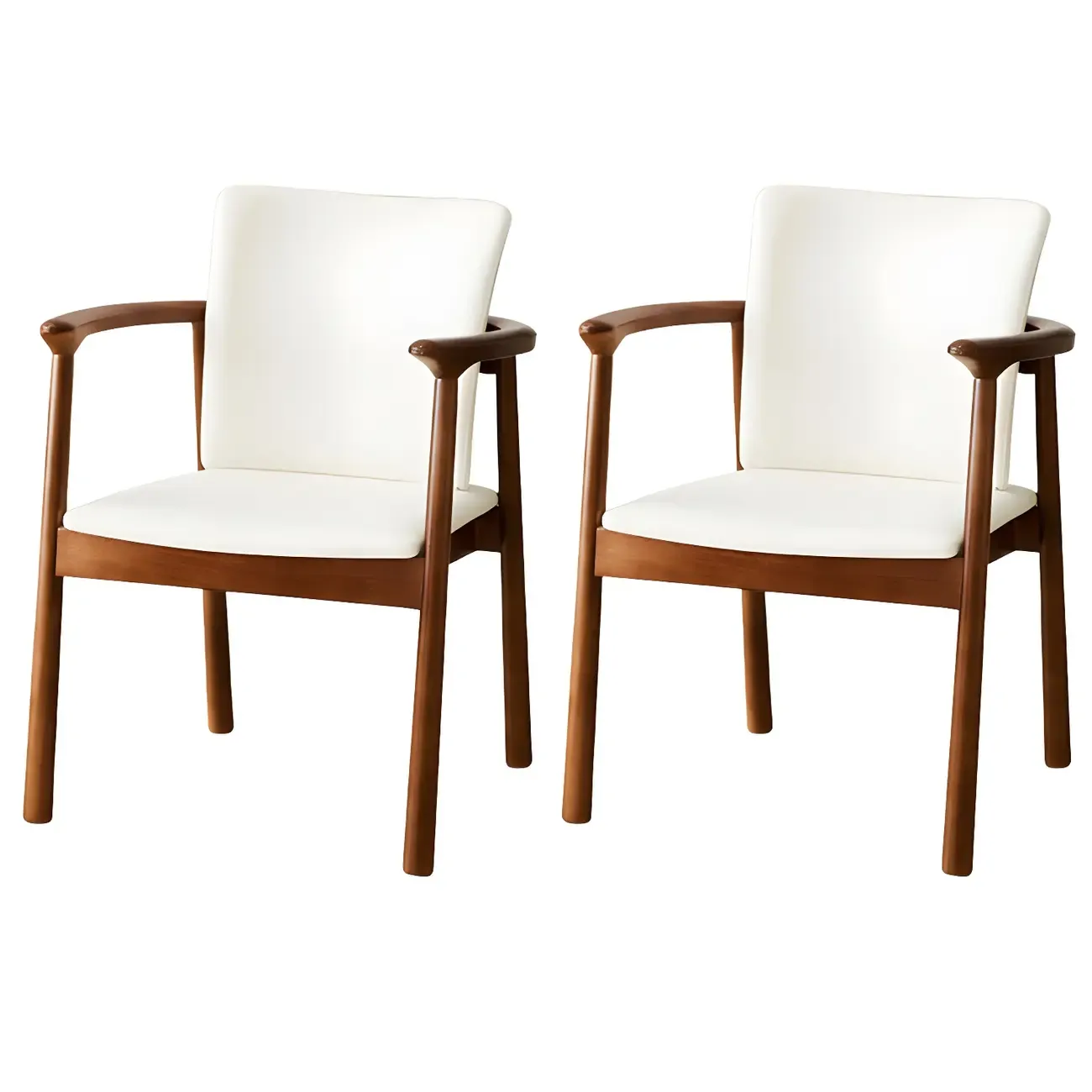 Modern Upholstered Rubberwood Arm Dining Chair Set of 2