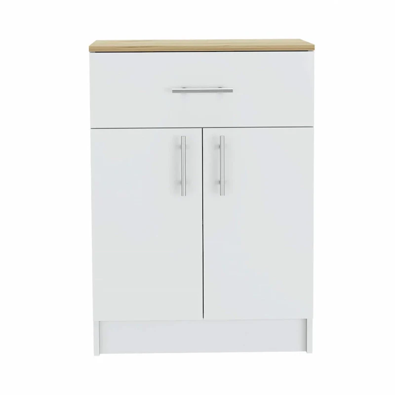 White & Light Oak Pantry Cabinet – Freestanding, 1-Unit
