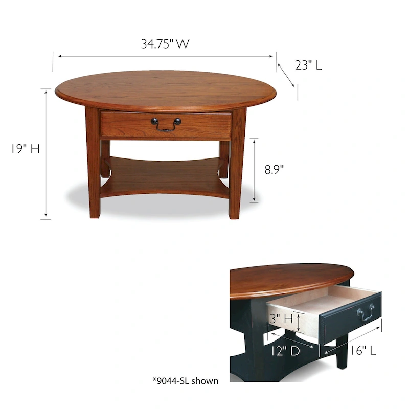Leick Home One Drawer Oval Coffee Table with Shelf