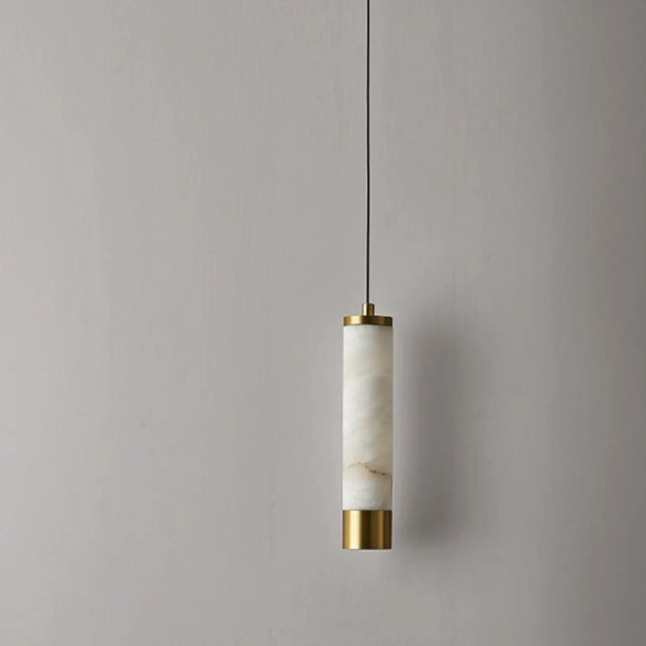 Adjustable White Stone Cylinder Hanging Pendant Light