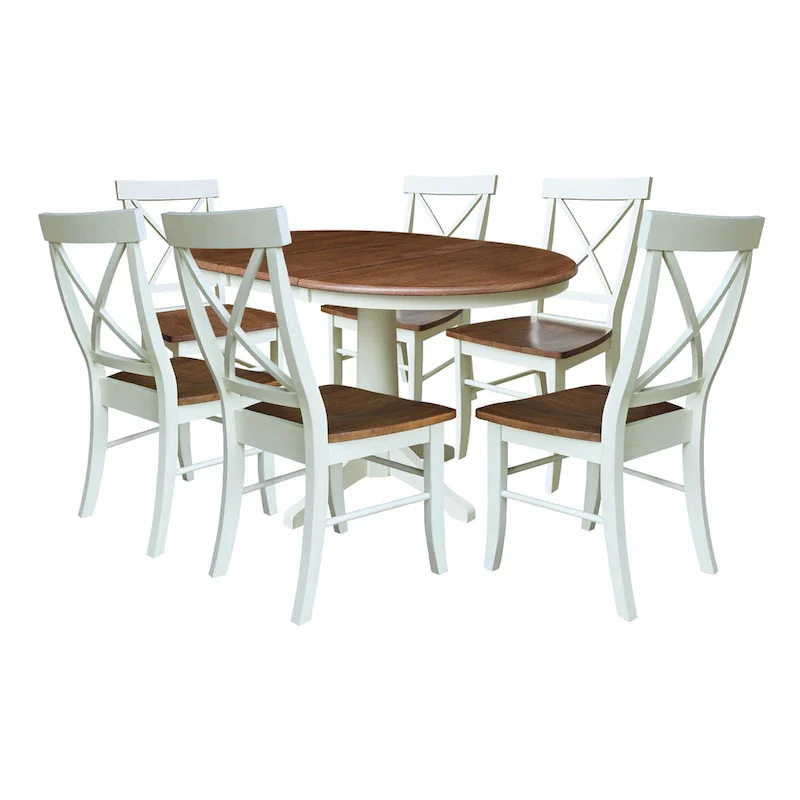 36 Round Extension Dining Table with X-Back Chairs