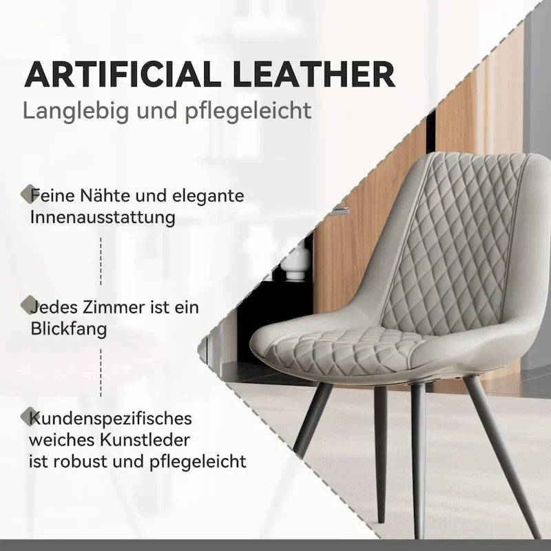 Leather Dining Chair with Metal Legs