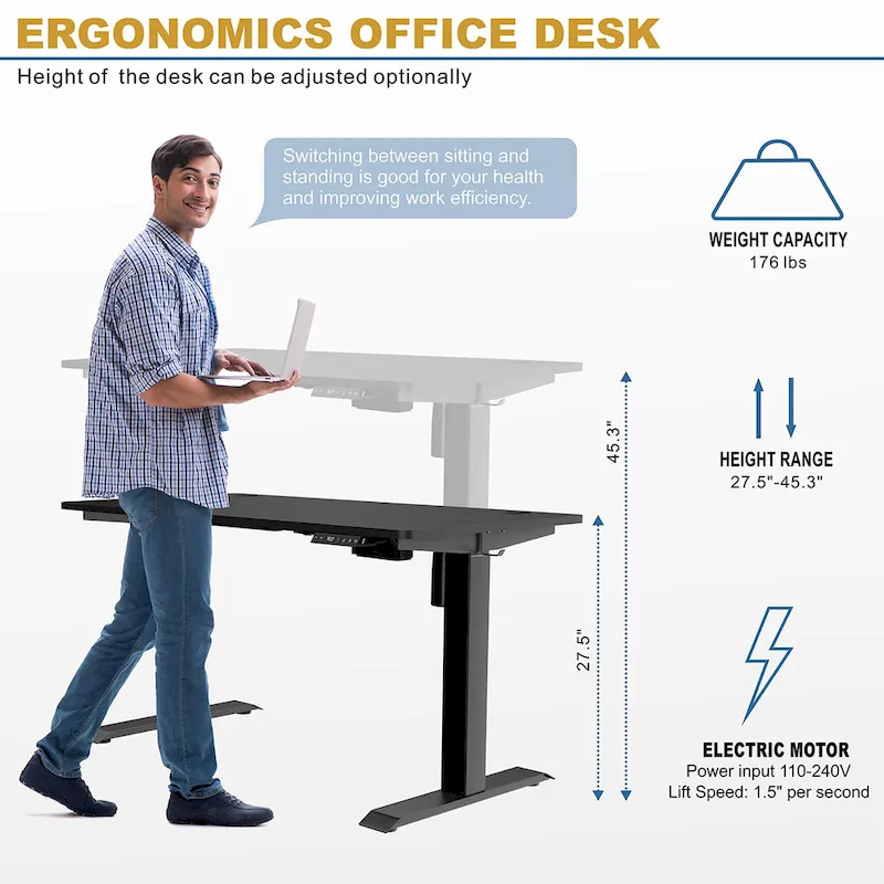 Futzca Height Adjustable Electric Standing Desk Sit Stand Computer Stand up Desk with Splice Board