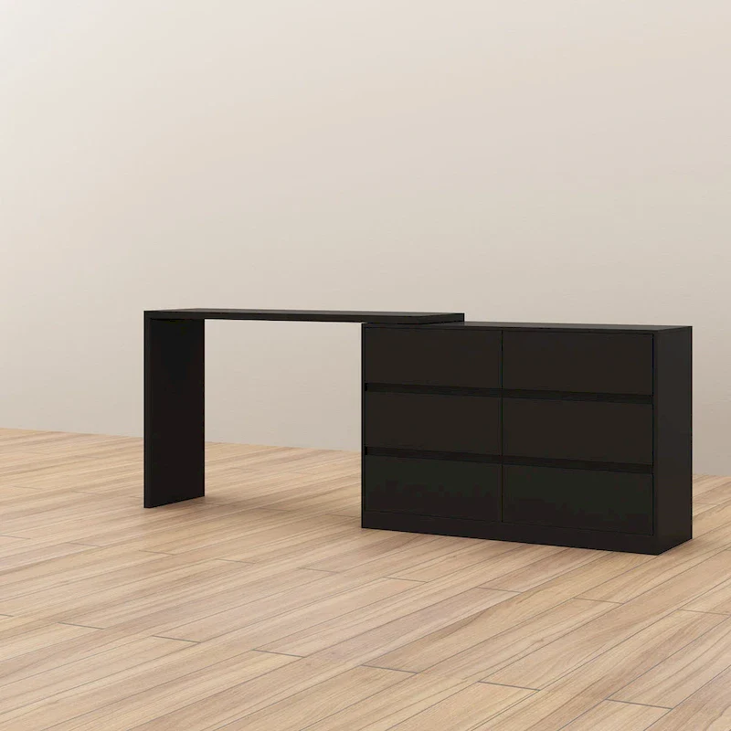 Rotating Makeup Vanity Desk with 6 Drawers