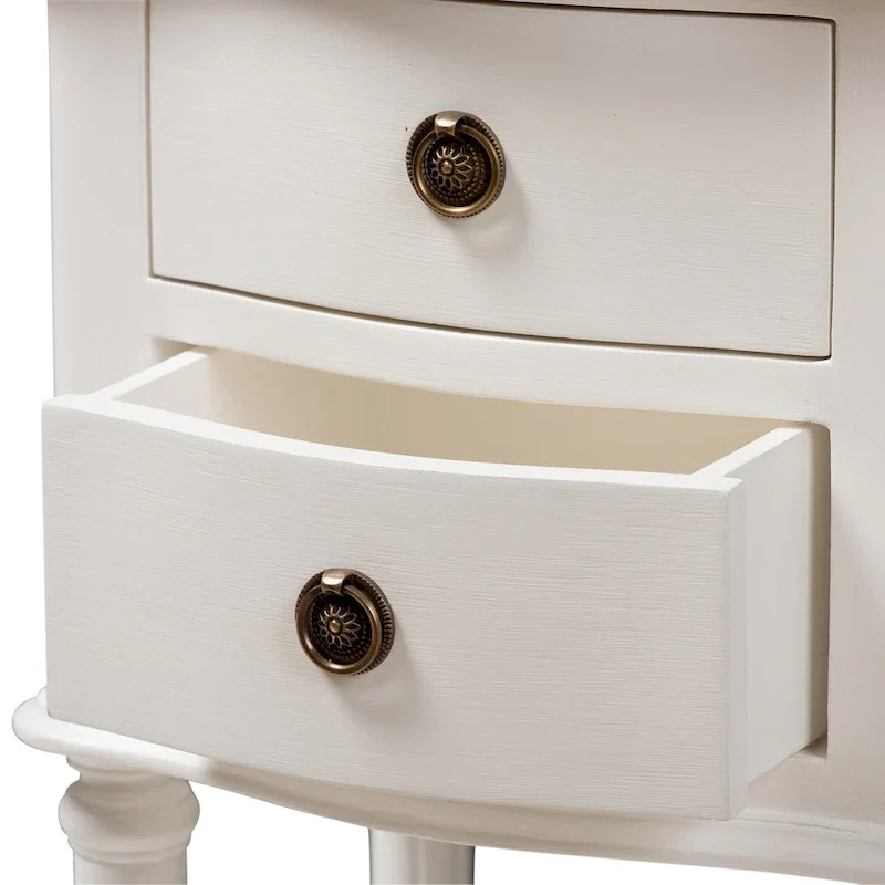 Farmhouse White Finished 2-Drawer Nightstand by Baxton Studio