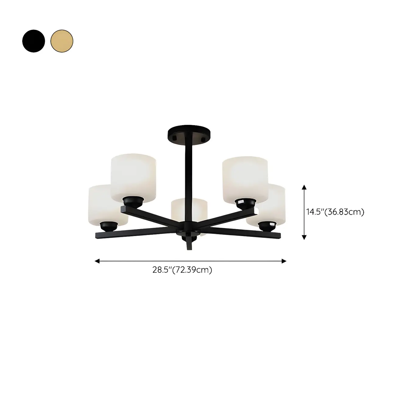 Modern Metal Cylinder Frosted Glass Semi Flush Ceiling Light