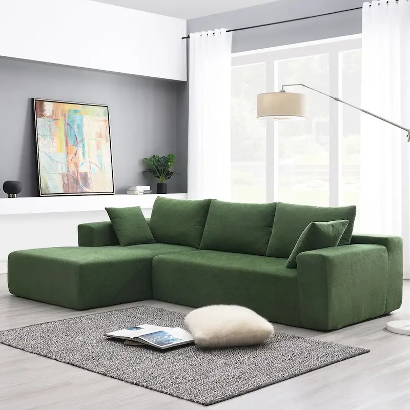 109*68  L-Shape Modular Sectional Living Room Sofa Set Couch Upholstered Sleeper Sofa Free Combination