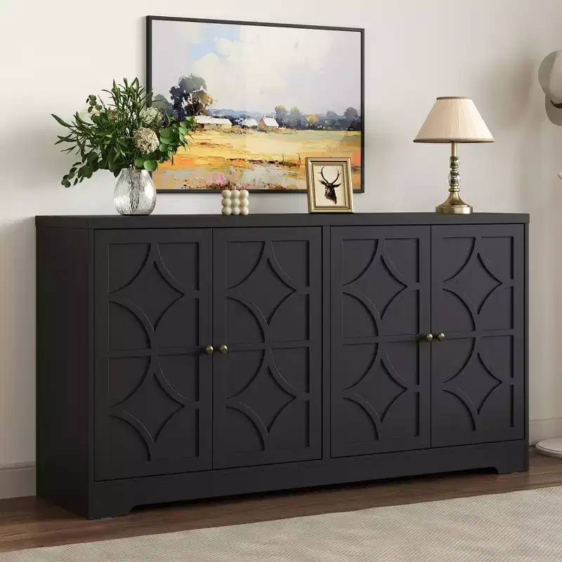 Heynemo Sideboard Buffet with Storage Cabinet, 56'' Modern Sideboard with 4 Doors and Adjustable Shelves, Accent Cabinet Coffee Bar Cabinet
