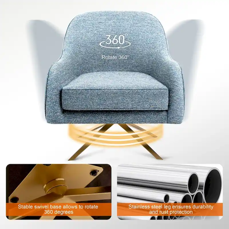 Swivel Club Chair PU Leather Leisure Armchair Upholstered Accent Chair