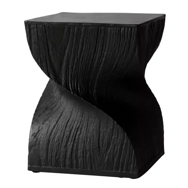 LeisureMod Onyx Series Square Side Table  Modern Fiberstone End Table, Fully Assembled Accent Table for Living Room, Bedroom, Office, Entryway Decor