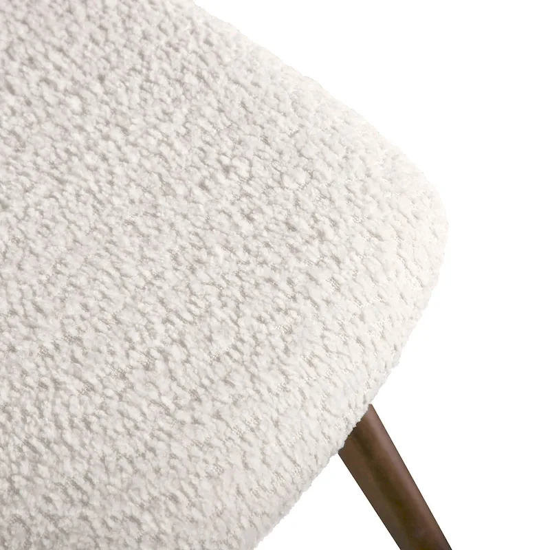 Furniture of America Beau I Mid-century 2-Pack Walnut Dining Chair Set with Boucle Seats