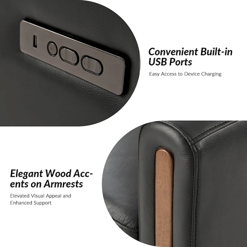 Jaime Modern Genuine Leather Power Rocking Swivel Recliner with Adjustable Headrest and Footrest Set of 2 by HULALA HOME