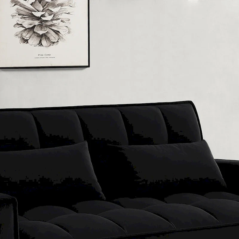 Velvet Convertible Loveseat Sleeper Sofa Couch with 2 Pillows