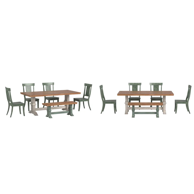 Ronda 78.7 Rectangular Solid Wood Top Dining Set with Panel Back Chairs