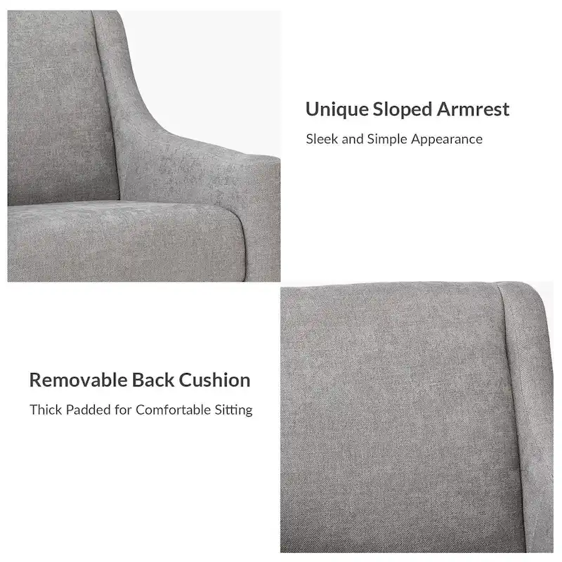 Francis Mid-Century Modern Upholstered Armchair with Sloped Arms and Solid Wood Legs