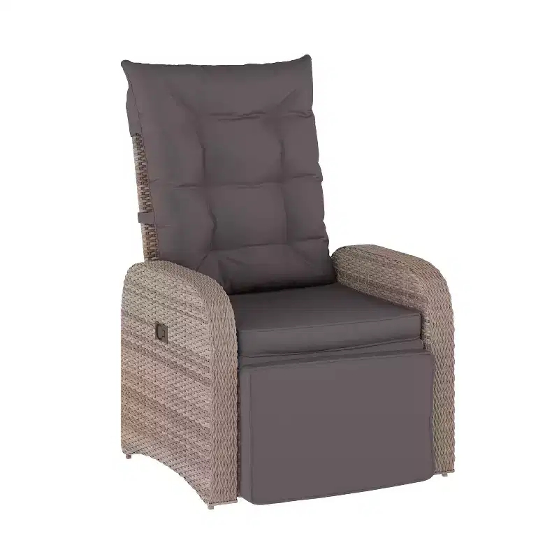 Flash Furniture Nemo Indoor/Outdoor Patio Wicker Rattan Recliner Lounge Chair with Flip up Side Table