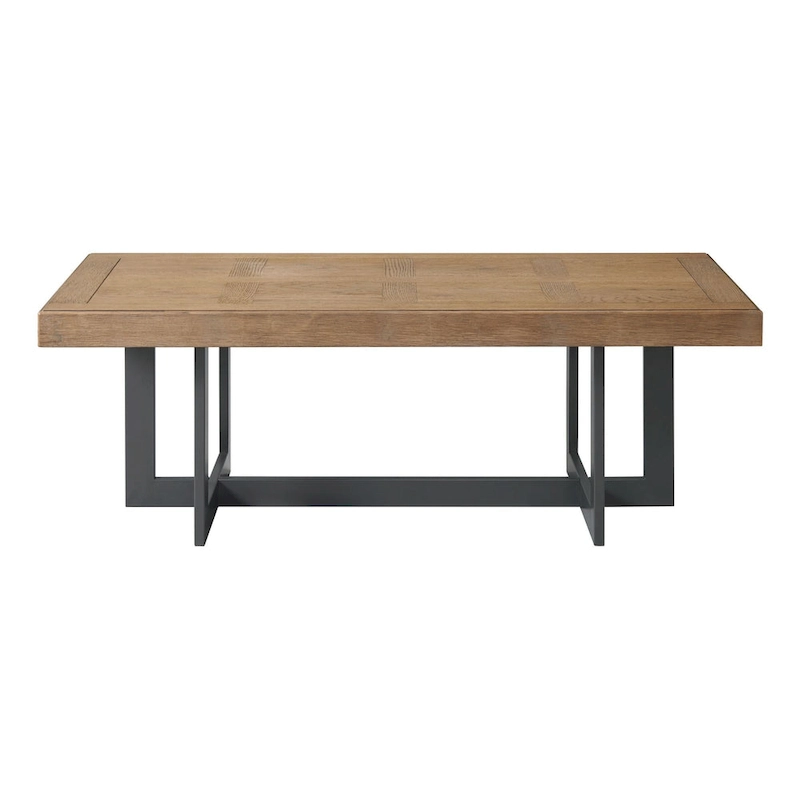 Eden 52 Wide Coffee Table with Metal Base, Rustic Dune