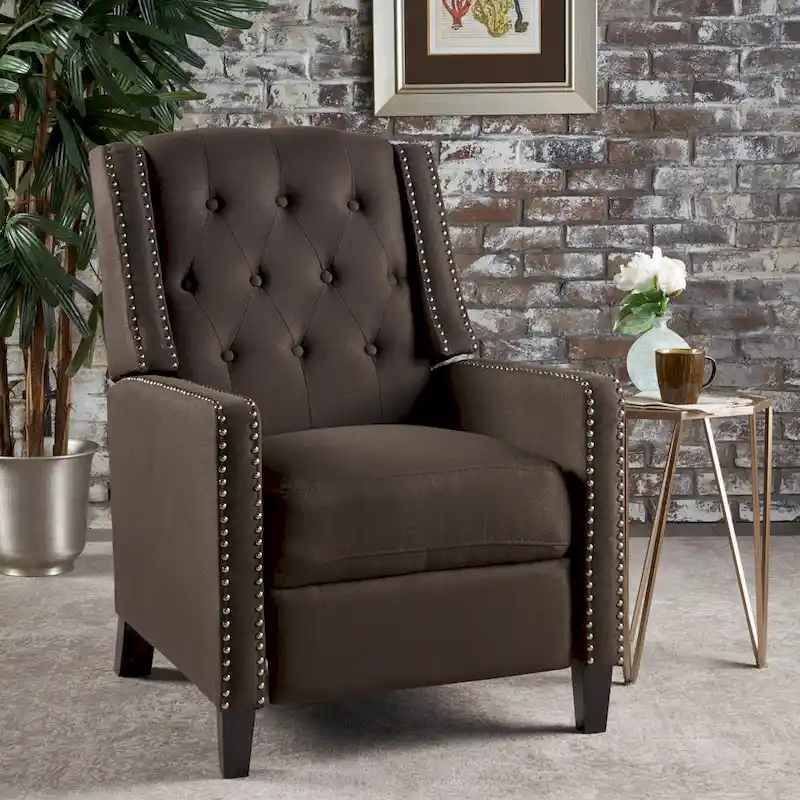 Classic Fabric Push Back Chair, Elegant Recliner for Living Room, Bedroom