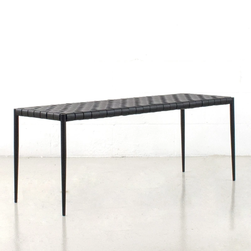 Soho Mid-Century Modern Leather Weave Coffee/Bench 28-inches/ 47-inches