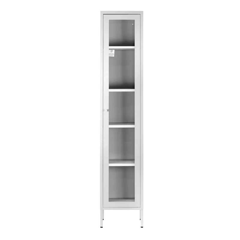 Avis 71-inch White Metal Cabinet with Clear Door