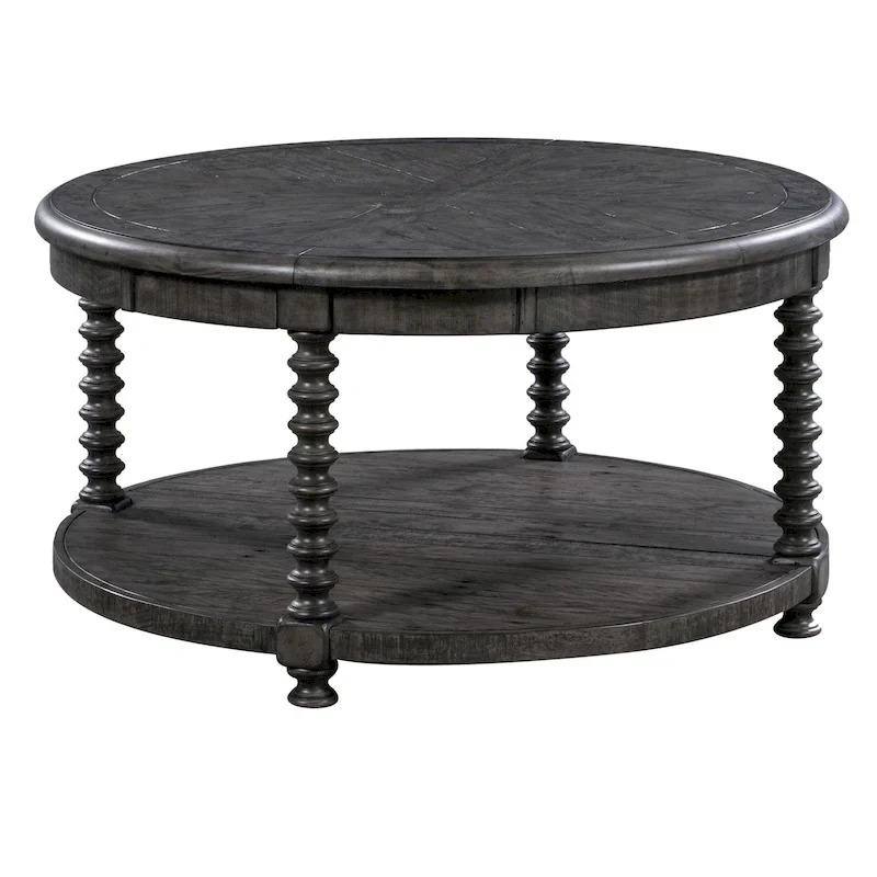 Dark Grey Round Turned-Leg Cocktail Table