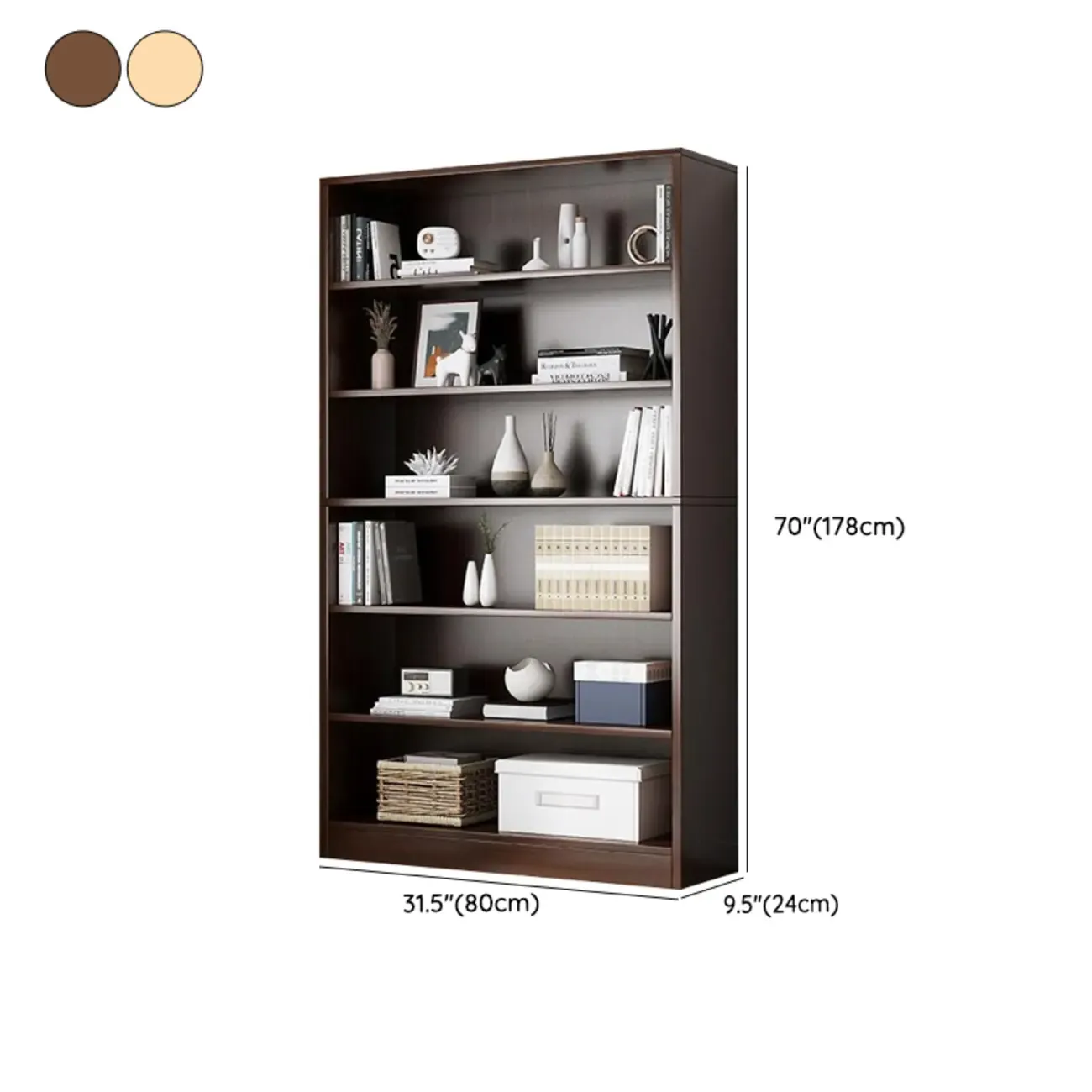 Modern Multi-Layer Brown Lumber Closed Back Bookcase