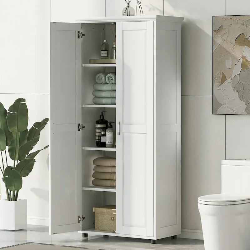 Storage Cabinet with Two Doors for Bathroom,Adjustable Shelf, MDF Board