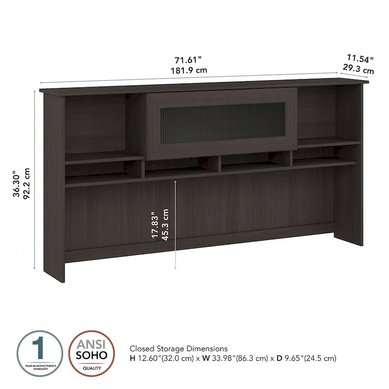 Ash Gray / Heather Gray / White / Modern Gray – Transitional Desk Hutch, 1-Person