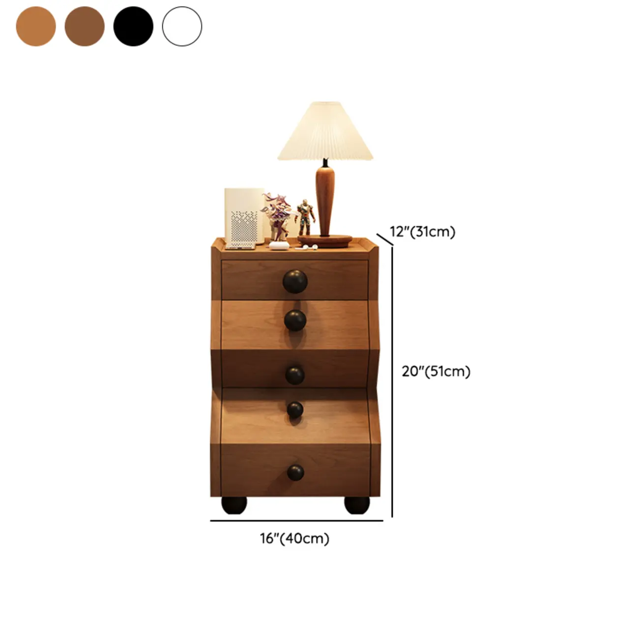 Modern Wood Top 3 Drawers Nightstand with Legs